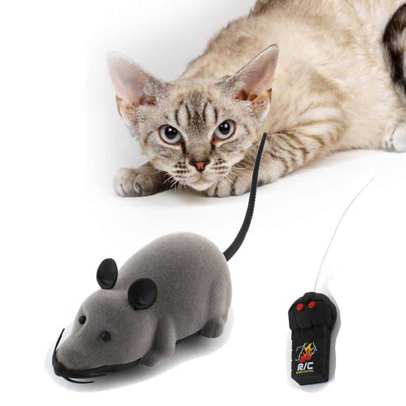 Wireless Electric RC Flocking Rat Toys Pet Cat Play Remote Control Mouse Gift 